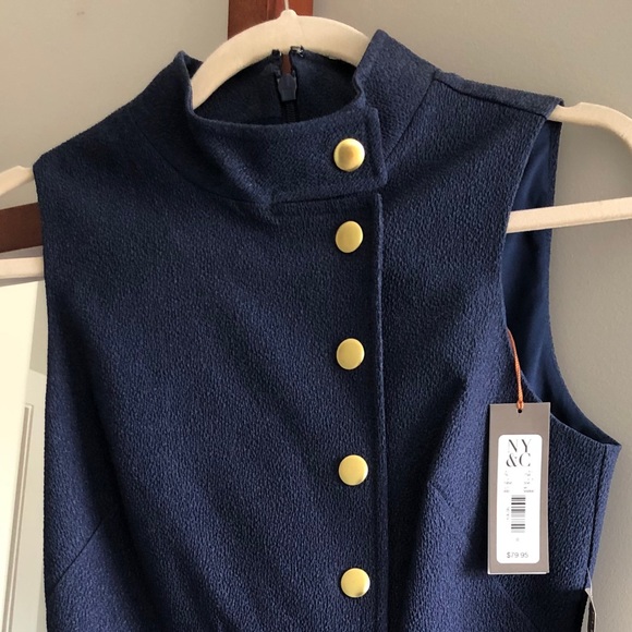 Navy 3/4 Length Dress Eva Mendes NYandCo - Picture 8 of 9